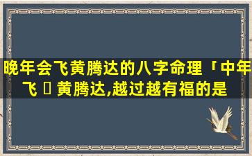 晚年会飞黄腾达的八字命理「中年飞 ☘ 黄腾达,越过越有福的是哪四 🌷 大生肖男」